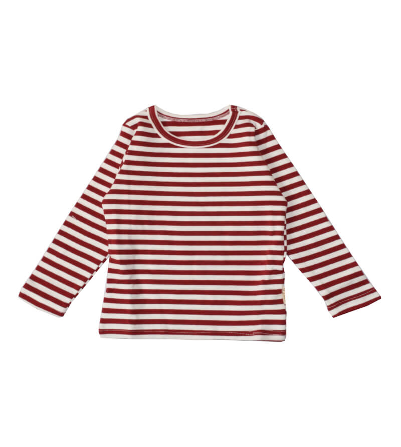 red and white stripped tee