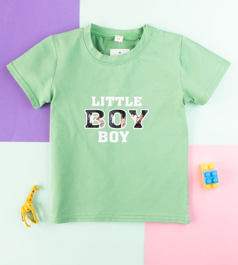 Little Boy Print Tee Green