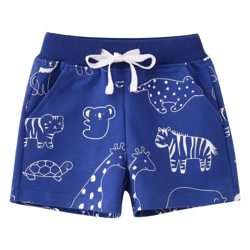 animal print blue shorts