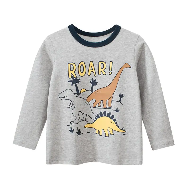 Roar Dino Print Solid Grey Tshirt